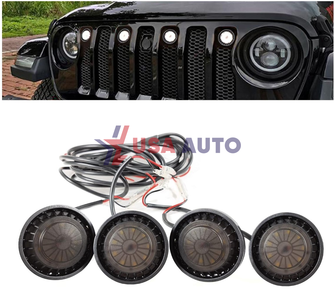 მაშუქი WRANGLER 2018-2022 ცხაურის შავი ვიზუალით თეთრი განათებით (კომპლექტი-4ც)