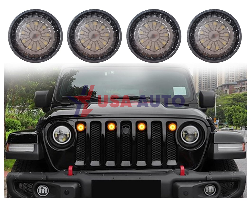 მაშუქი WRANGLER 2018-2022 ცხაურის შავი ვიზუალით ყვითელი განათებით (კომპლექტი-4ც)