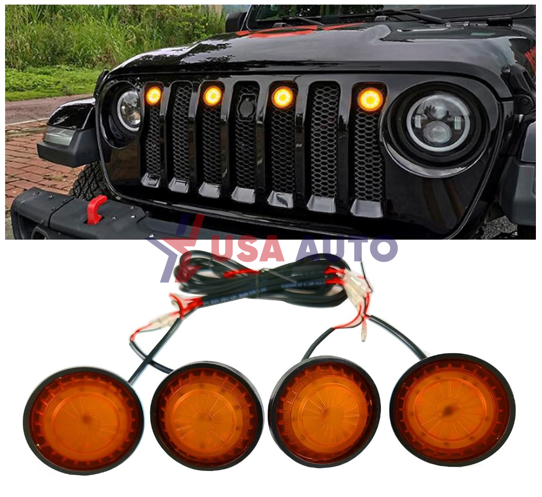 მაშუქი WRANGLER 2018-2022 ცხაურის ყვითელი ვიზუალით ყვითელი განათებით (კომპლექტი-4ც)
