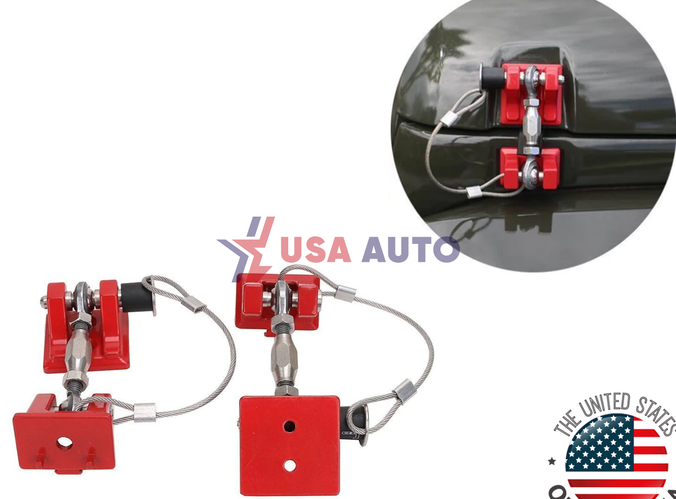 კაპოტის WRANGLER 2007-2017 საკეტი წითელი (კომპლექტი) (RETRO DESIGNE)