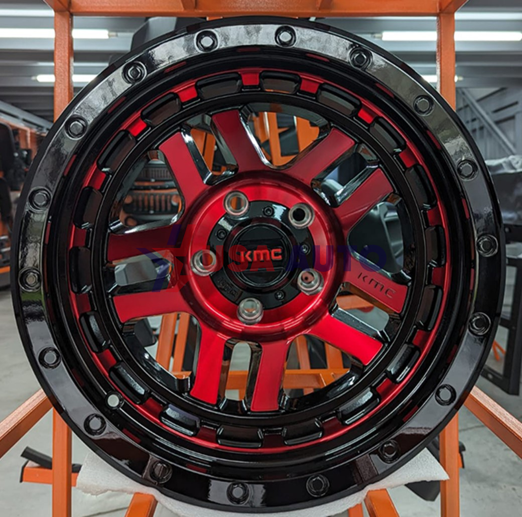 დისკი WRANGLER 17''x 9'' -12 შავი წითელი გულით (კომლპექტი-4ც) 