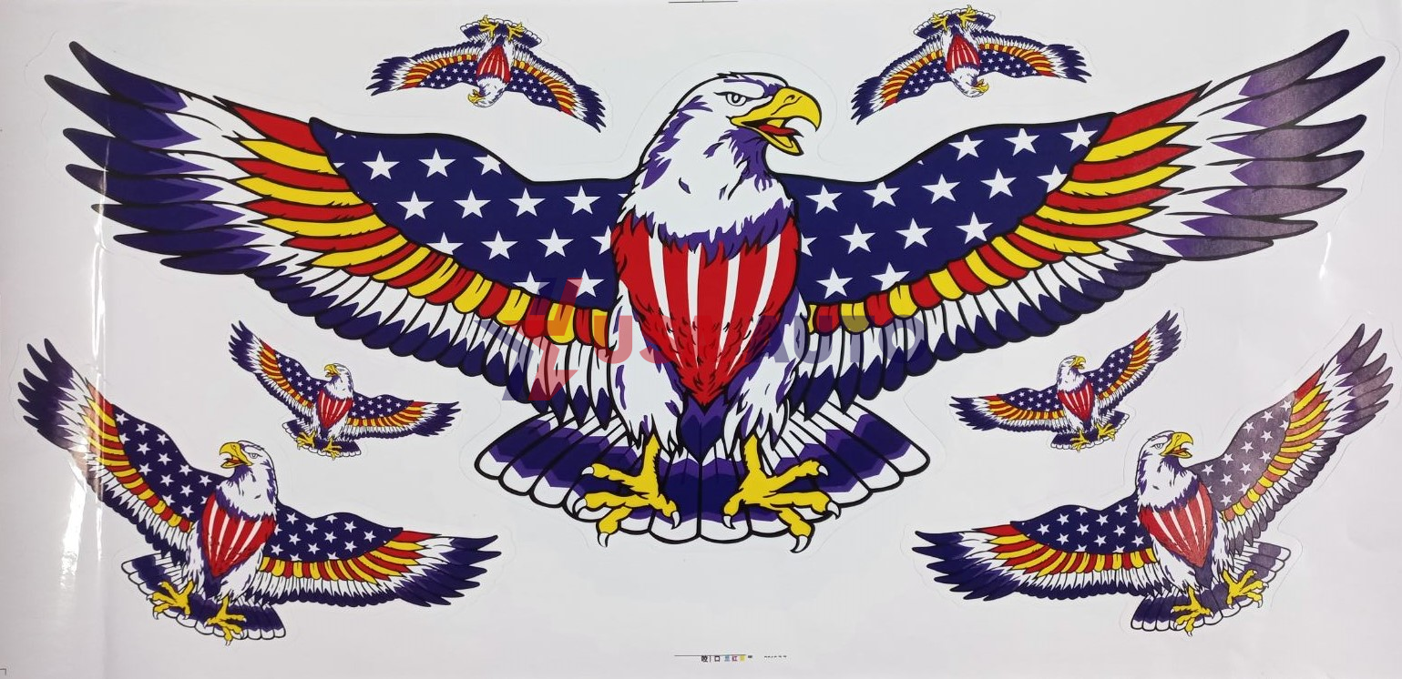 სტიკერი არწივი ამერიკის დროშის ფერებში 23x50 სმ (კომპლექტი-7 ნაწილი)