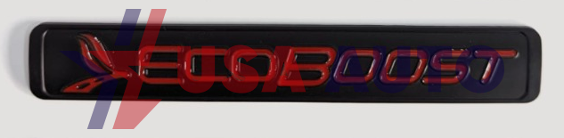 ემბლემა საბარგულის ECOBOOST 142x21mm შავი წითელი წარწერით (რკინა)