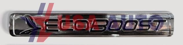ემბლემა საბარგულის ECOBOOST 142x21mm ქრომირებული, შავი წარწერით (რკინა)