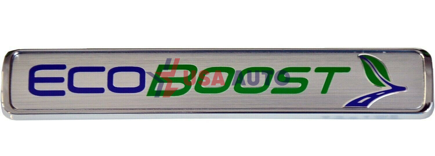 ემბლემა საბარგულის ECOBOOST 103x18mm ვერცხლისფერი, ვერცხლისფერი კანტით (ABS პლასტმასი)