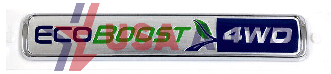 ემბლემა საბარგულის ECOBOOST 4WD 103x18mm ვერცხლისფერი, ვერცხლისფერი კანტით (ABS პლასტმასი)