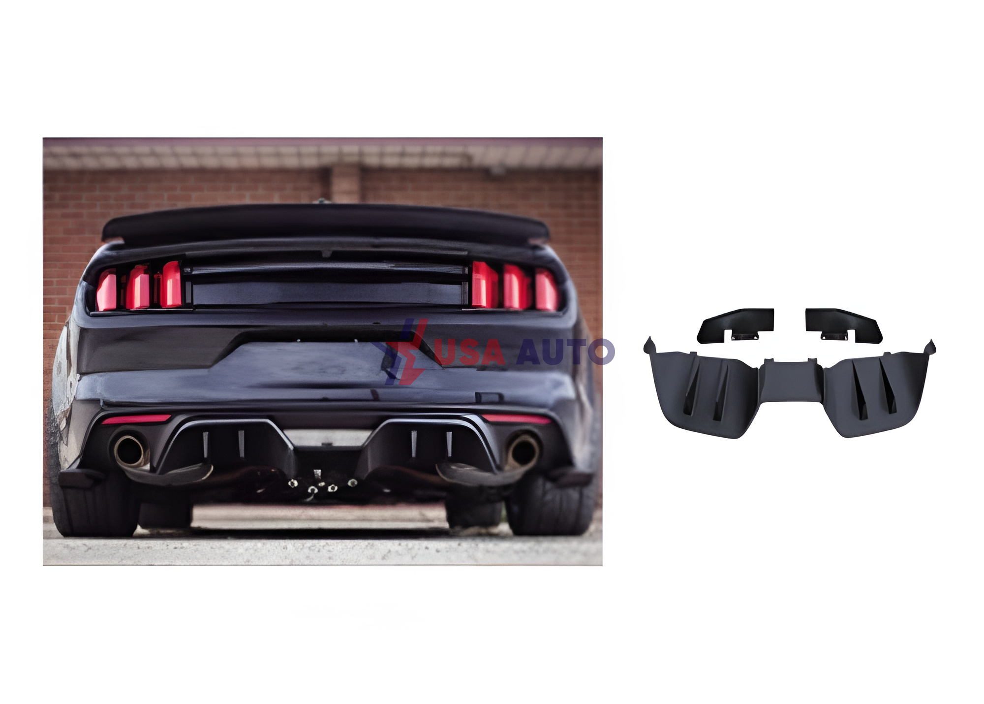 ბამპერის MUSTANG 2015-2017 ქვედა ნაწილი უკანა (PFT) გასაფორმებელი