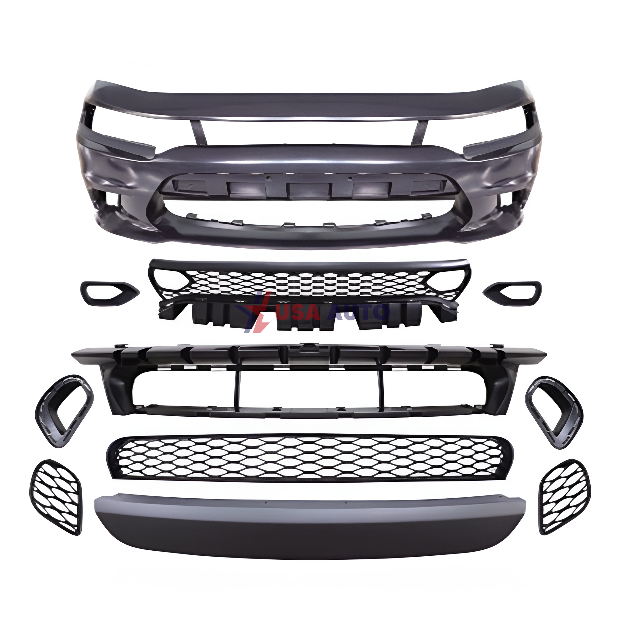 ბამპერის კომპლექტი CHARGER 2019-2023 HELLCAT წინა (ნისლის ფარის გარეშე)