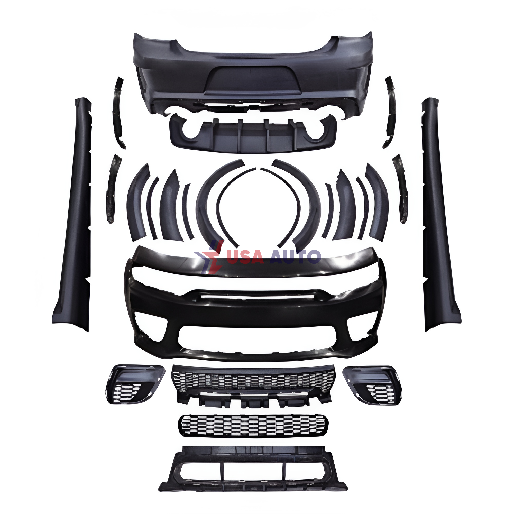 ბამპერის კომპლექტი CHARGER 2015-2023 SRT HELLCAT წინა-უკანა (კარნიზით)