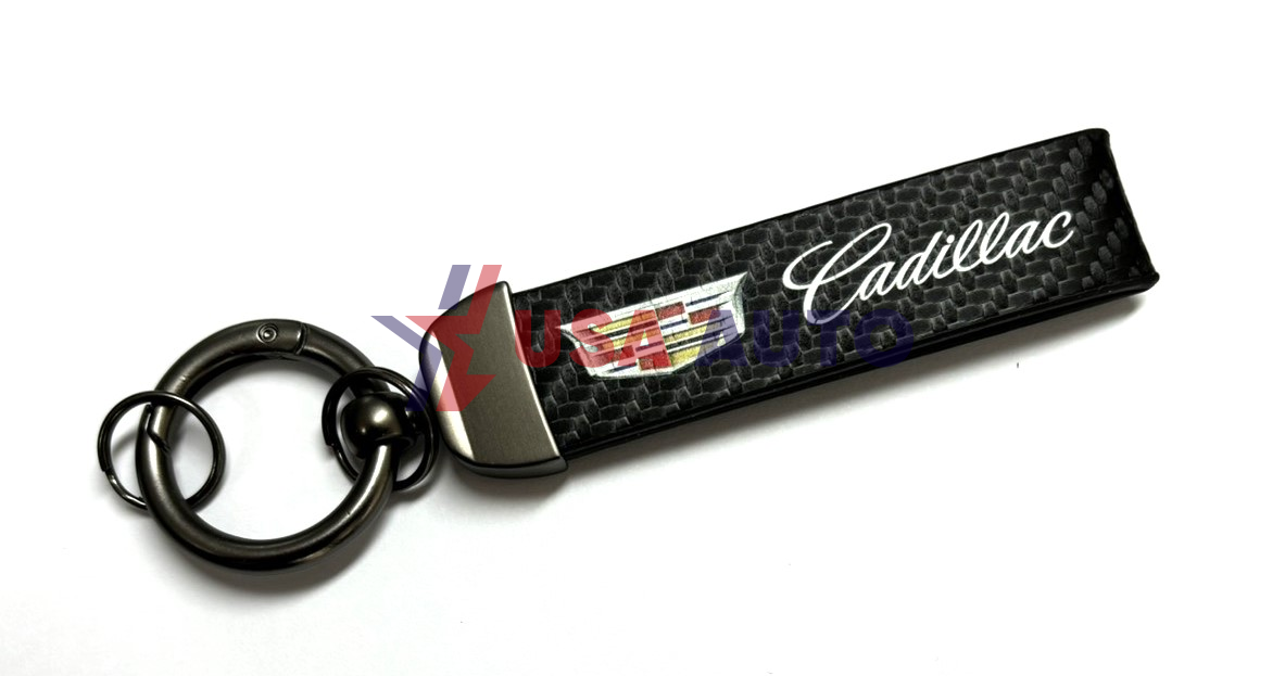 საკიდი გასაღების CADILLAC შავი, კარბონის ტყავი (ბრელოკი)