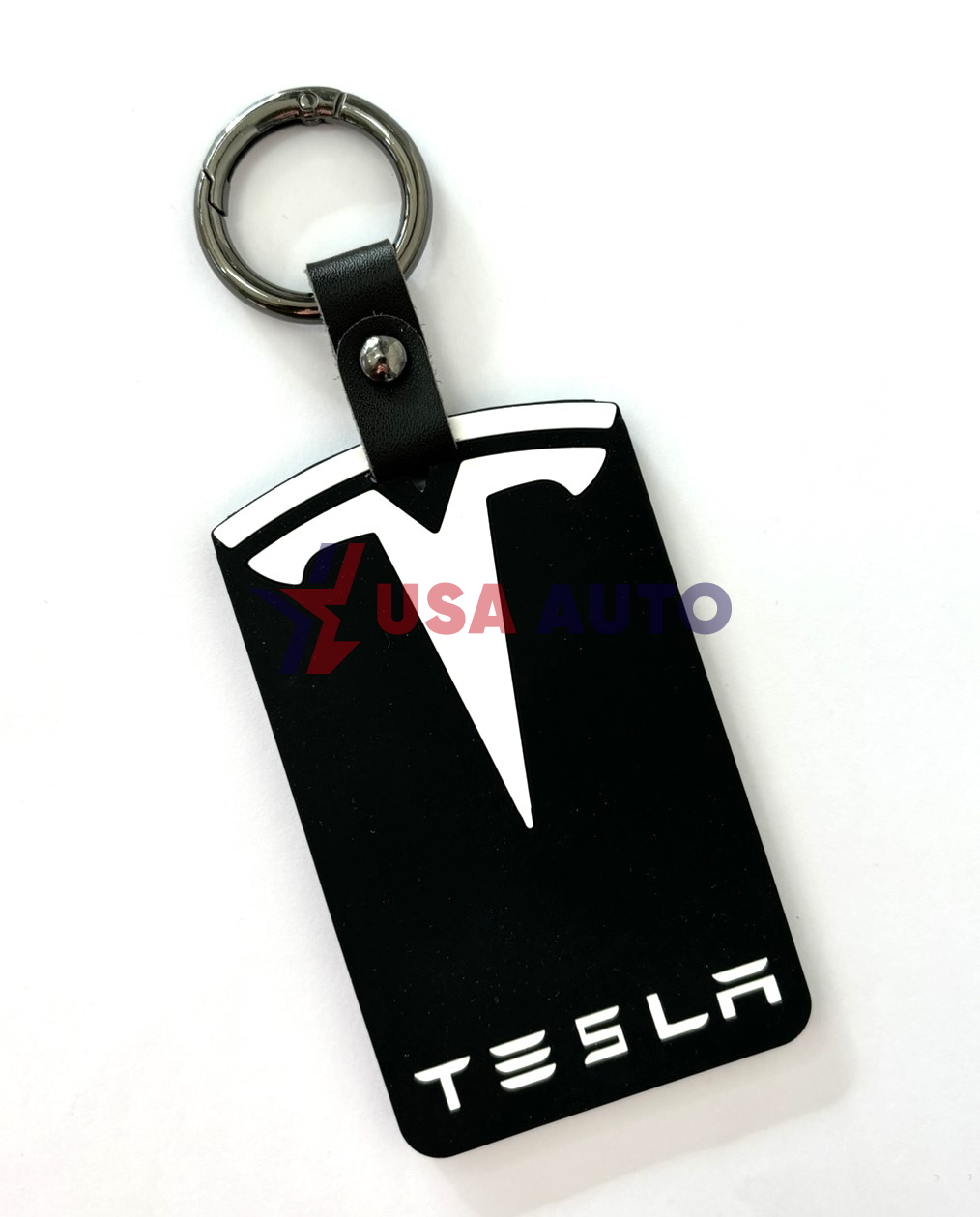 საკიდი გასაღების TESLA შავი თეთრი ემბლემით, სილიკონი (ბრელოკი)