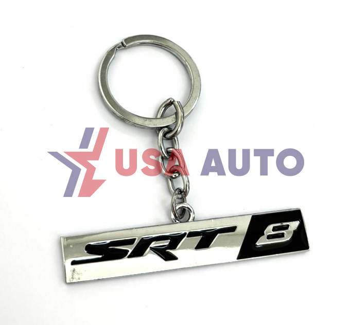 საკიდი გასაღების SRT 8 ვერცხლისფერი შავი წარწერით, რკინა (ბრელოკი)