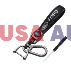 საკიდი გასაღების FORD შავი, ტყავი, სახრახნისით (ბრელოკი)