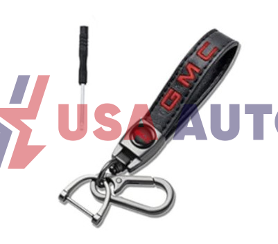 საკიდი გასაღების GMC შავი, ტყავი, სახრახნისით (ბრელოკი)