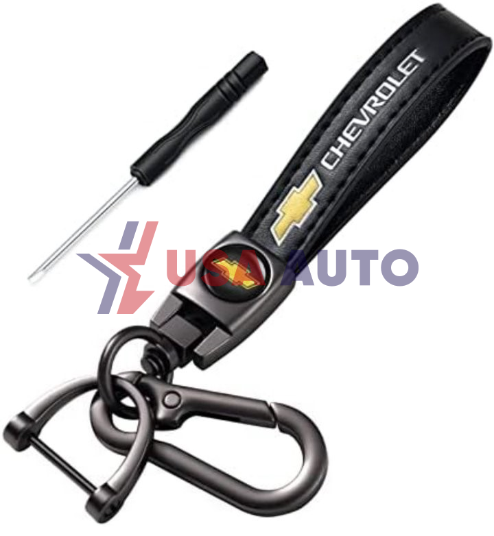 საკიდი გასაღების CHEVROLET შავი, ტყავი, სახრახნისით (ბრელოკი)