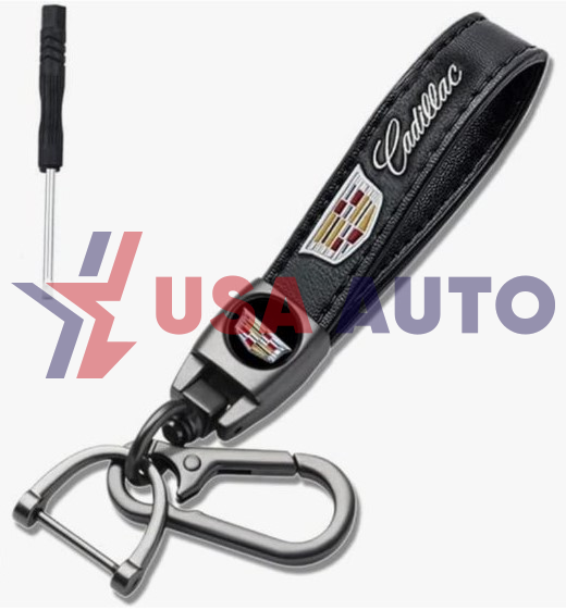 საკიდი გასაღების CADILLAC შავი, ტყავი, სახრახნისით (ბრელოკი)