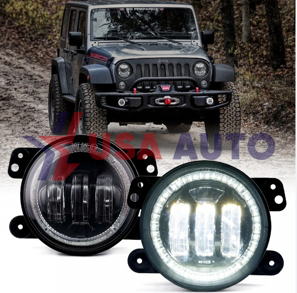 ნისლის ფარი WRANGLER 2007-2022 JK-JL თეთრი LED (WITH ANGEL EYES) (კომპლექტი 2ც)