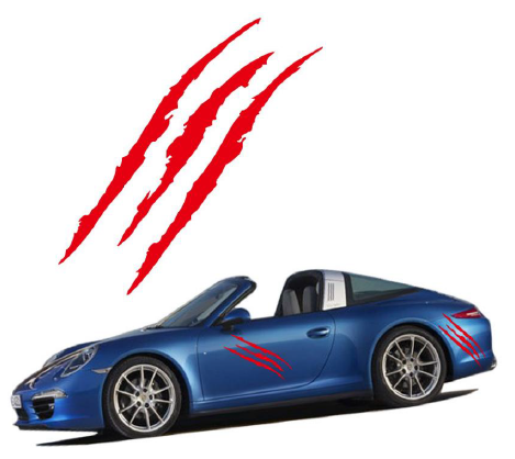 სტიკერი ნაკაწრის ეფექტით (წითელი) 40x11,5 სმ