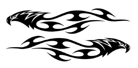 სტიკერი არწივის თავის ორნამენტით (შავი) 19x4 სმ (კომპლექტი 2ც)