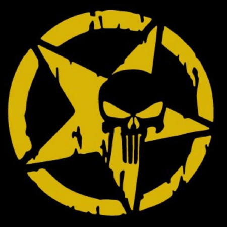 სტიკერი ჩონჩხის თავი ვარსკვლავის ფონზე (ყვითელი) 30სმ