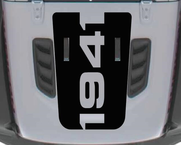 სტიკერი JEEP WRANGLER კაპოტზე (1941) შავი მატე