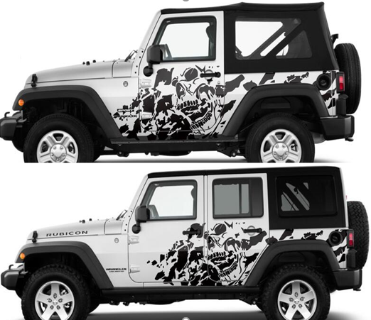 სტიკერი JEEP WRANGLER გვერდებზე (კომპლექტი-4ც) შავი მატე