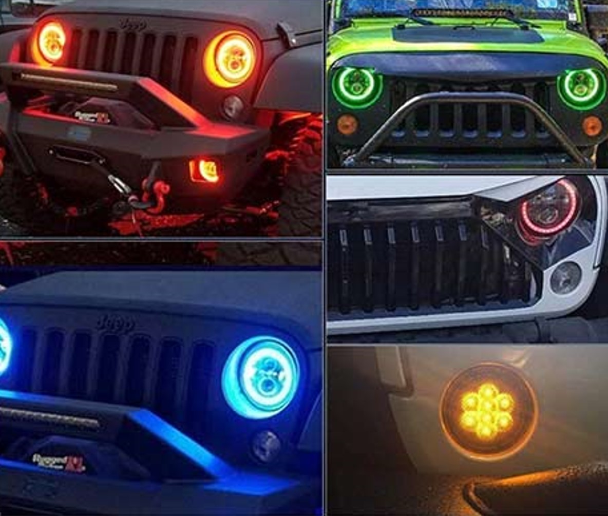 ფარი WRANGLER 2007-2017 წინა მულტი ფერებში (RGB) კომპლექტი