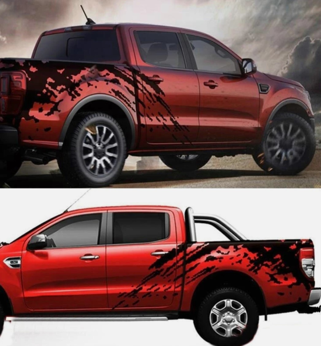 სტიკერი RANGER 2012-2020 საბარგულის გვერდებზე (კომპლექტი-2ც) შავი მატე