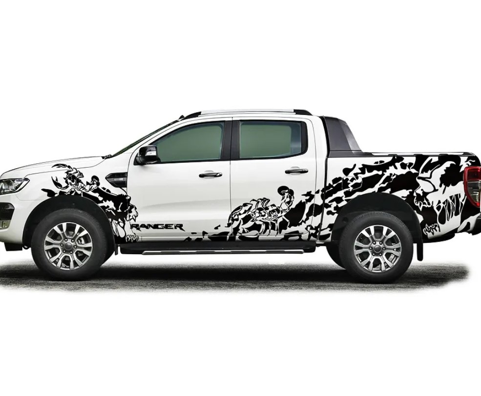 სტიკერი RANGER 2012-2020 გვერდებზე (კომპლექტი-4ც) შავი პრიალა