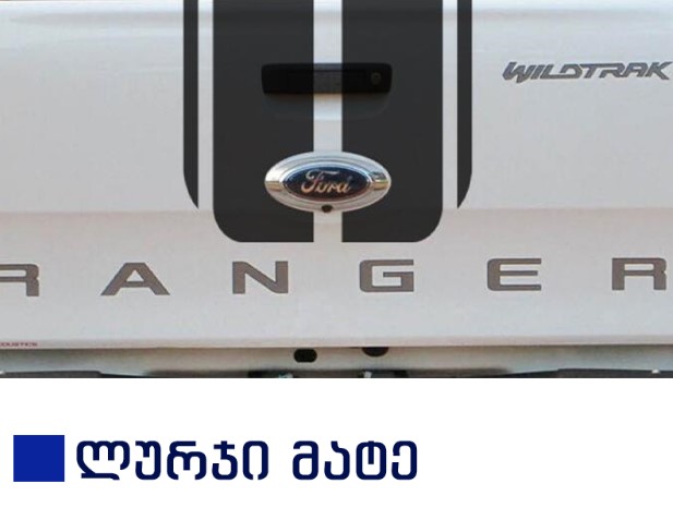 სტიკერი RANGER 2012-2020 საბარგულის კარზე, ლურჯი მატე