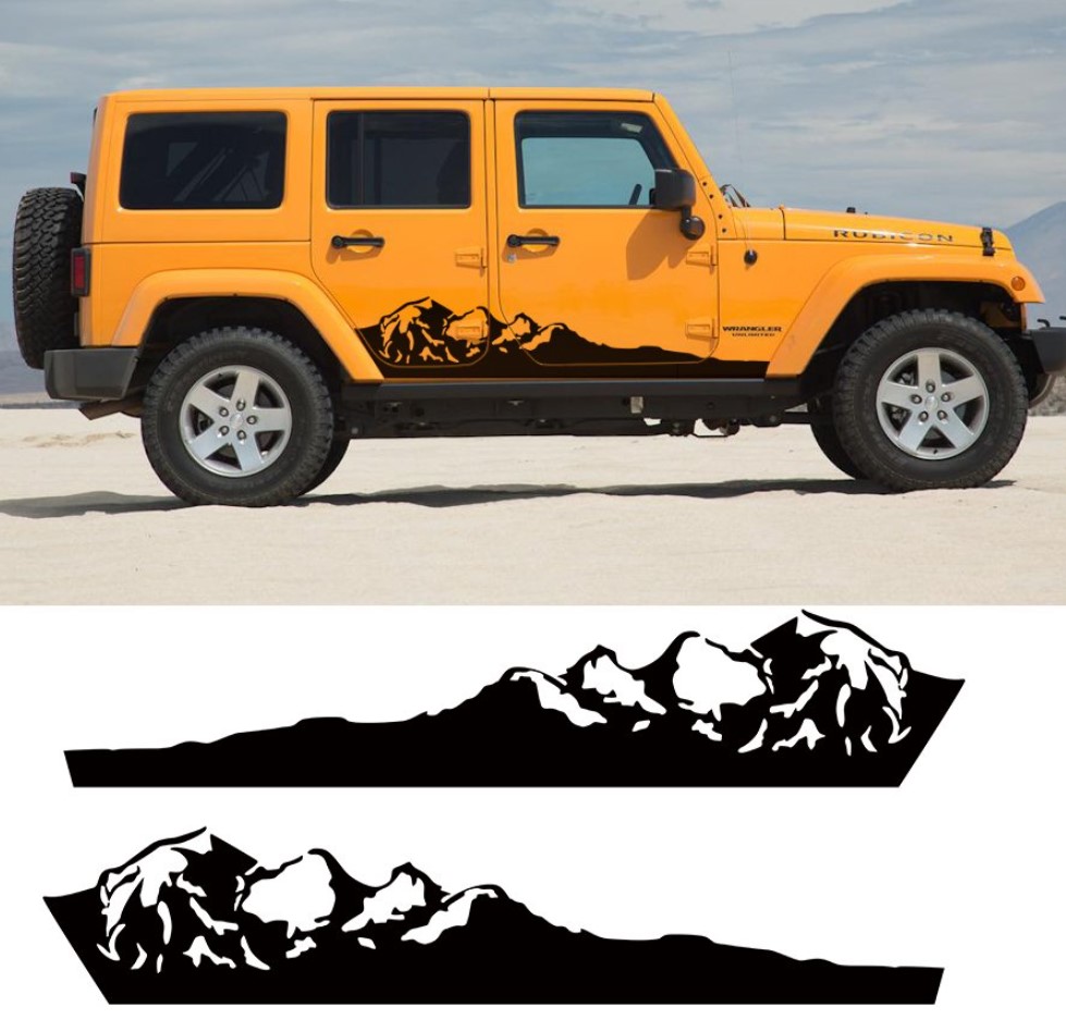 სტიკერი JEEP WRANGLER (4 კარიანი) კარის ქვედა ზოლზე (კომპლექტი-2ც) შავი მატე