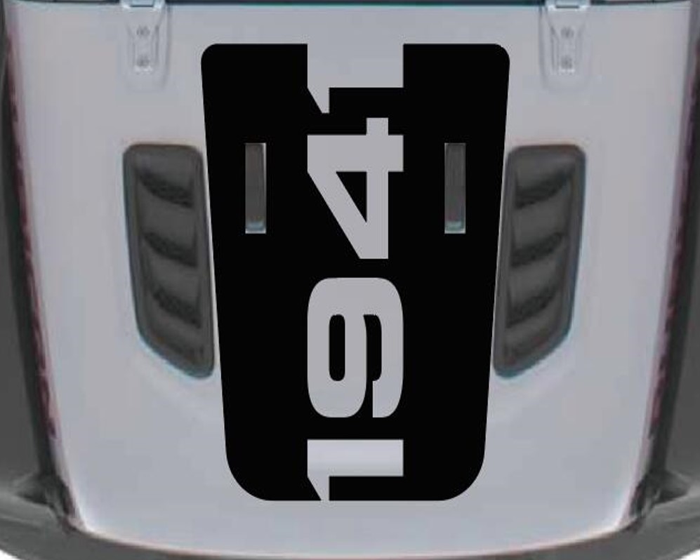 სტიკერი JEEP WRANGLER კაპოტზე (1941) შავი პრიალა