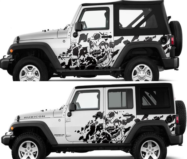 სტიკერი JEEP WRANGLER გვერდებზე (კომპლექტი-4ც) შავი პრიალა